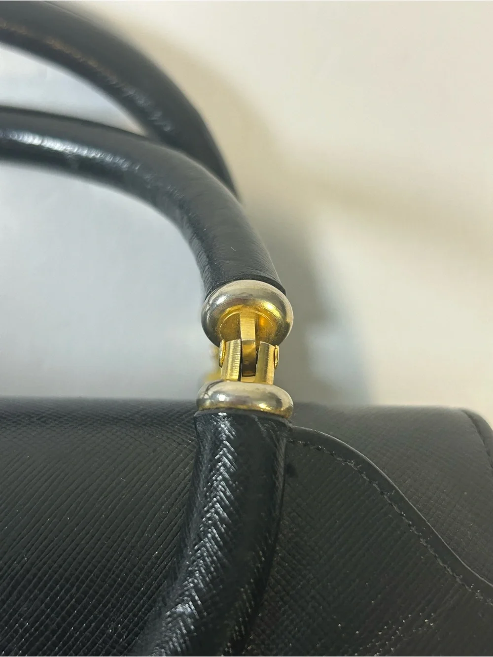 Susan Gail Black Top-Handle Satchel with Gold Hardware